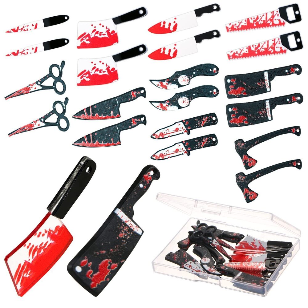 9088 40Pcs Knife Charms 10 Styles Halloween Resin Charms Pendants Mini